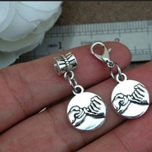 Clip On promise hand charms planner zipper pull clipon clipon silver